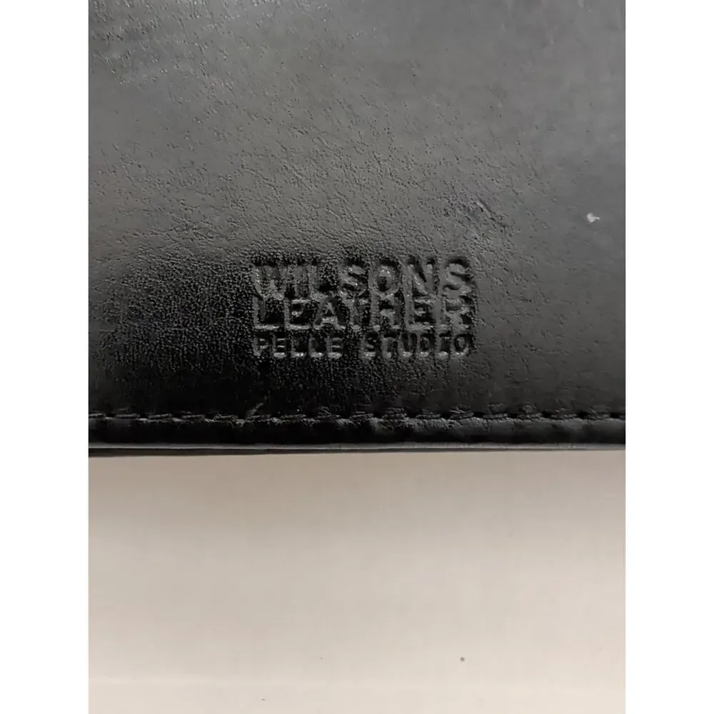 Wilsons Leather Pele Studio Black Portfolio Day Runner Planer 3 Ring Zip Around